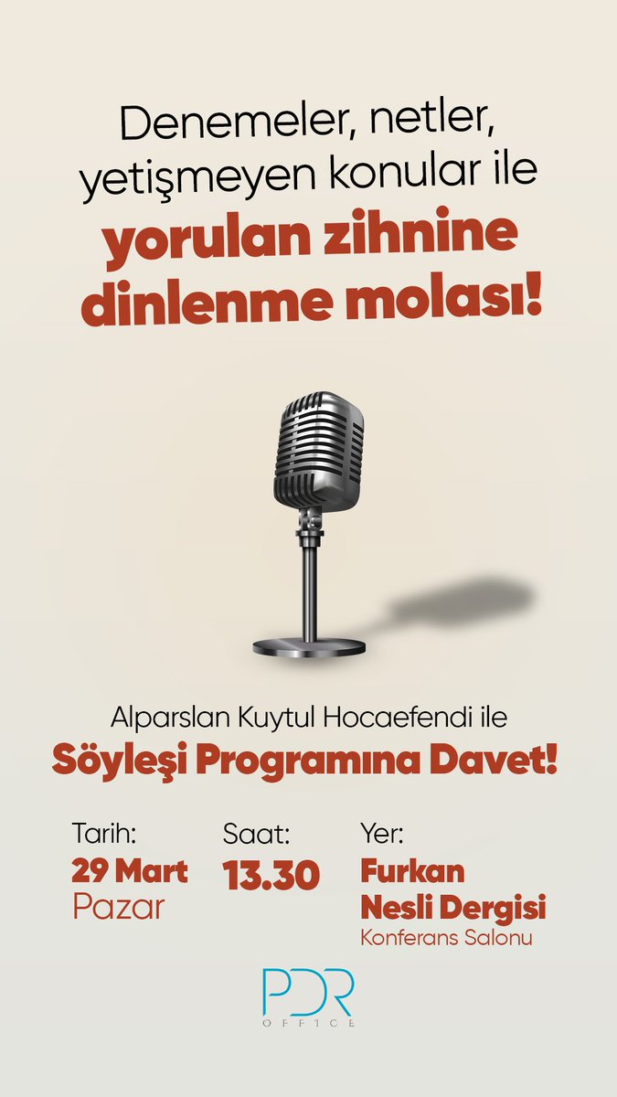 Denemeler, netler, yetişmeyen konular ile yorulan zihnine dinlenme molası 📍

AlparslanHocayla Söyleşi
#FurkanGençÜniversite
#TemizAkıl
#PDROffice