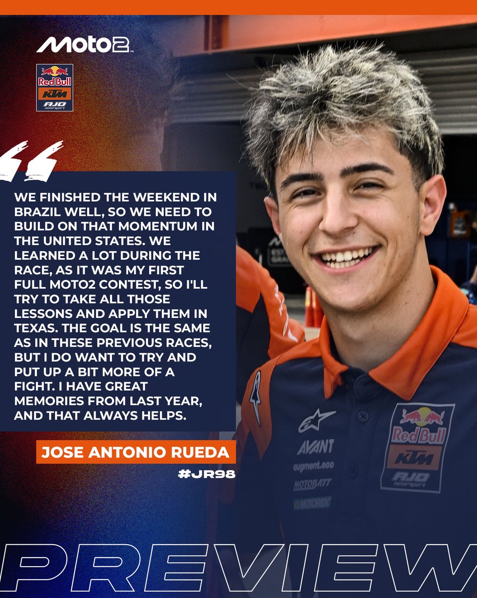 RedBull_KTM_Ajo's tweet image. 🎙️ Jose Antonio Rueda

| #JR98 | #Moto2 | #Preview | #USGP🇺🇸 |