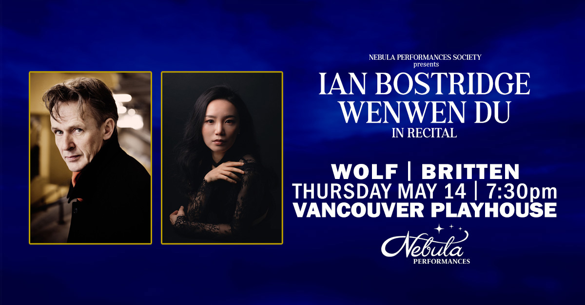 Vancivictheatre's tweet photo. 🎶Coming to the 🎭Vancouver Playhouse:
Ian Bostridge &amp; Wenwen Du in Recital

🗓️ May 14, 2026.

Get ticket links here:🎟️ https://t.co/Ieno7shzgR

Three-time Grammy Award-winning tenor Ian Bostridge CBE, and pianist Wenwen Du.

#classicalmusic #vancouver #yvrevents https://t.co/4z1P9THrob