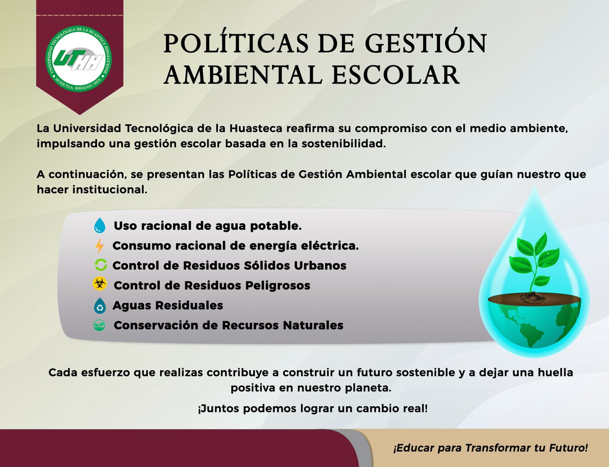 uthh96's tweet photo. En la Universidad Tecnológica de la Huasteca Hidalguense trabajamos día a día para fortalecer una cultura de responsabilidad ambiental dentro de nuestra comunidad. 🌎

#UTHH https://t.co/UUu2CUnX5Q