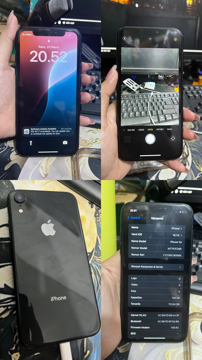 withJ027's tweet photo. WTS! Iphone xr 128gb inter~
-true tone on
-sinyal aman jaya
-baterainya gantian ya 
-face id off
-ada sedikit lecet di pinggir
-boxnya ga ori ya beb
-free kabel+adaptor, dan case

buka di 2,4 yh. nego? dm aja okiee🫰🏻 https://t.co/BENbFrxR98