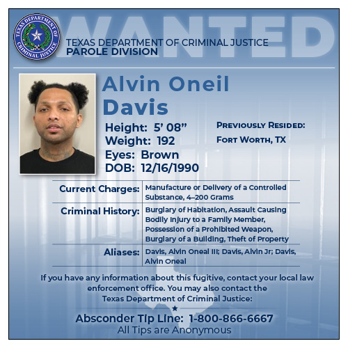 TDCJ's tweet photo. 🚨 WANTED WEDNESDAY 🚨

TDCJ has issued a warrant for the arrest of Alvin Davis for failure to comply with his supervision.

Got information? Call 1-800-866-6667 📲

#PublicSafety | #LawEnforcement https://t.co/GSkyumffzL