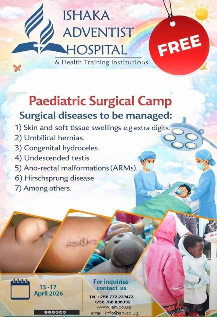 UgandaAdventist's tweet image. Changing lives through pediatric surgery.
The Ishaka Adventist Hospita Surgical Camp is bringing hope and healing to children in Western Uganda — one surgery at a time. 

One surgery. One child. One changed life. 💙
#ChildHealth #MedicalMission #HopeInAction