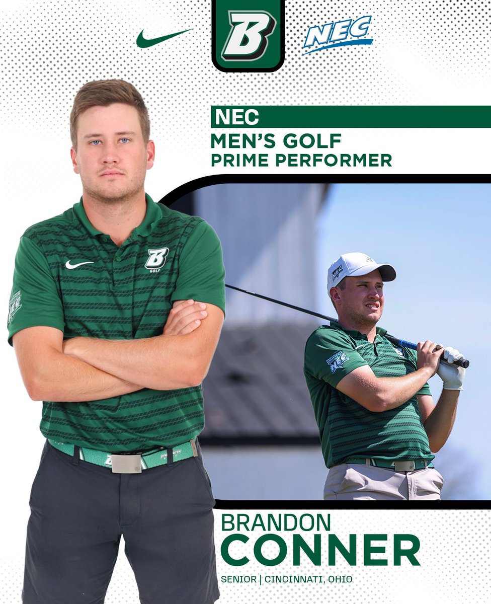 BinghamtonGOLF's tweet photo. 𝗕.𝗖. 𝘄𝗶𝘁𝗵 𝗮𝗻𝗼𝘁𝗵𝗲𝗿 𝗮𝘄𝗮𝗿𝗱! 🏆

Brandon Conner has been named a Prime Performer for the week by @necmgolf!

#ONEBinghamton https://t.co/wTCne7dtKK