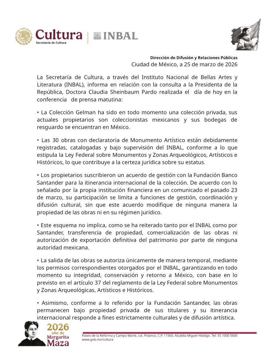 Instituto Nacional de Bellas Artes y Literatura tweet media