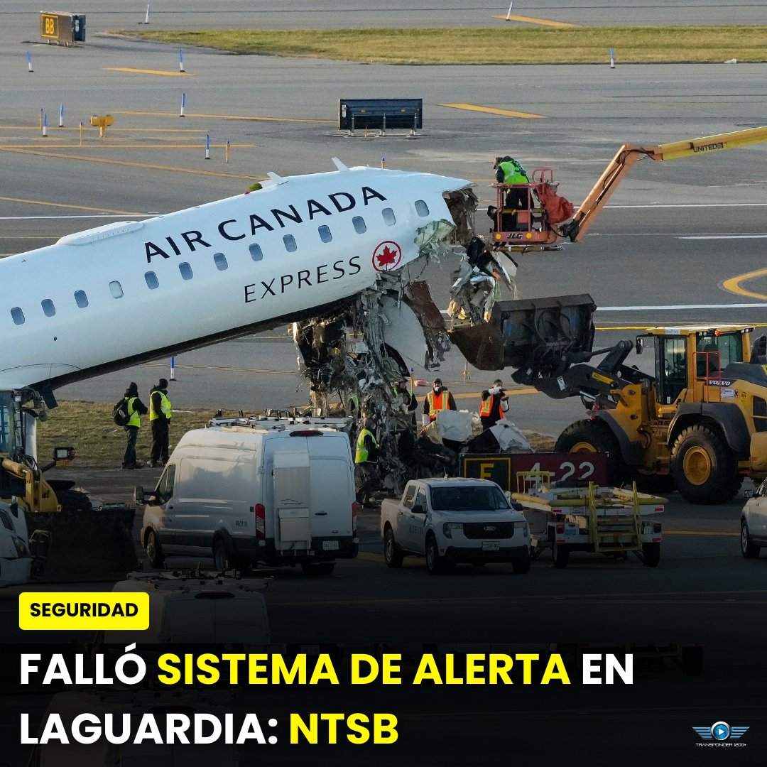 Transponder1200's tweet image. La #NTSB 🇺🇸 reveló que falló el sistema de alerta en superficie en #LaGuardia 🇺🇸 antes de la colisión fatal entre un #CRJ900 de #AirCanadaExpress 🇨🇦 y un camión de bomberos. El vehículo no tenía transpondedor y las luces de pista sí estaban operativas.