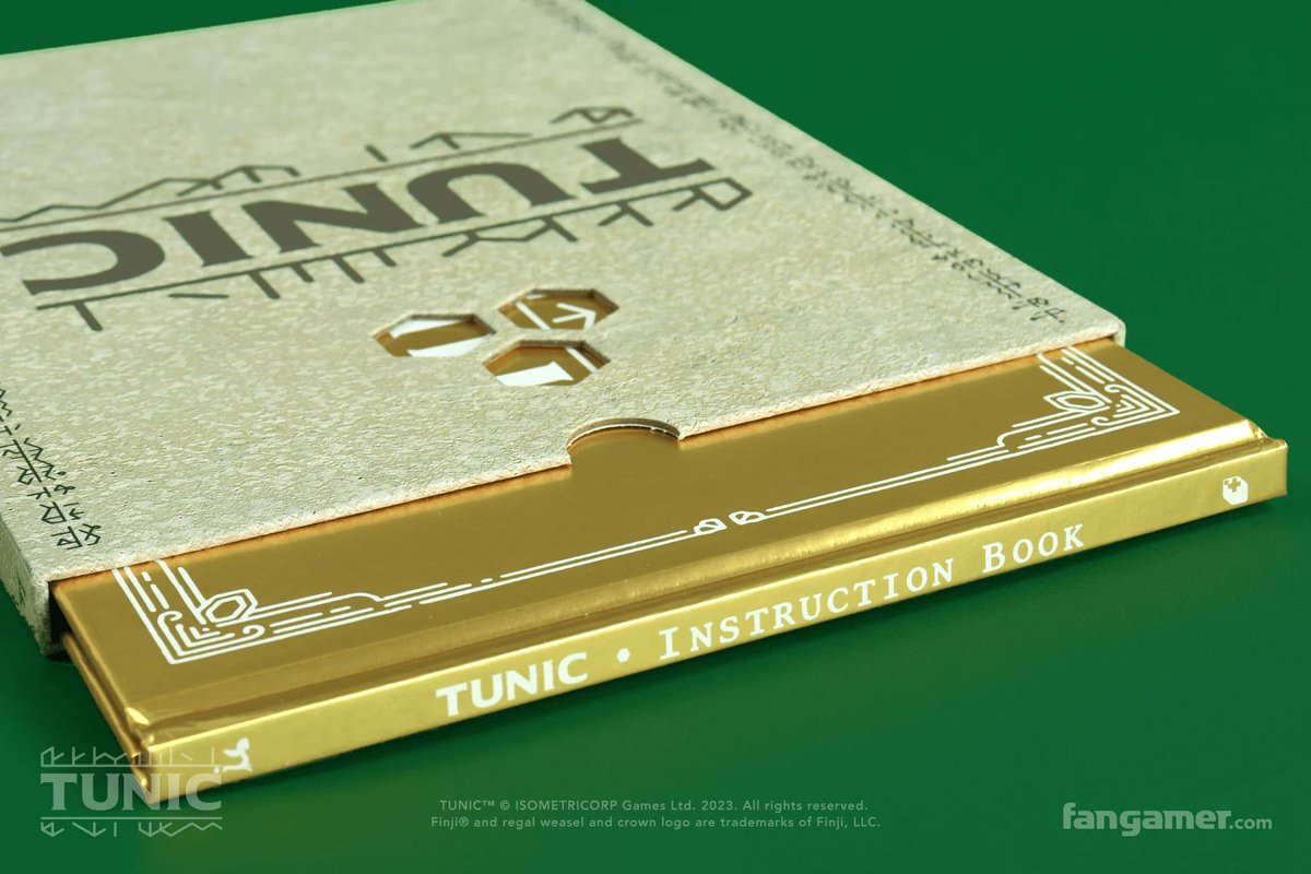 Playing cards, a hardcover instruction book, a huggable plush, and much more. 

Browse our complete TUNIC collection here: fangamer.com/collections/tu…