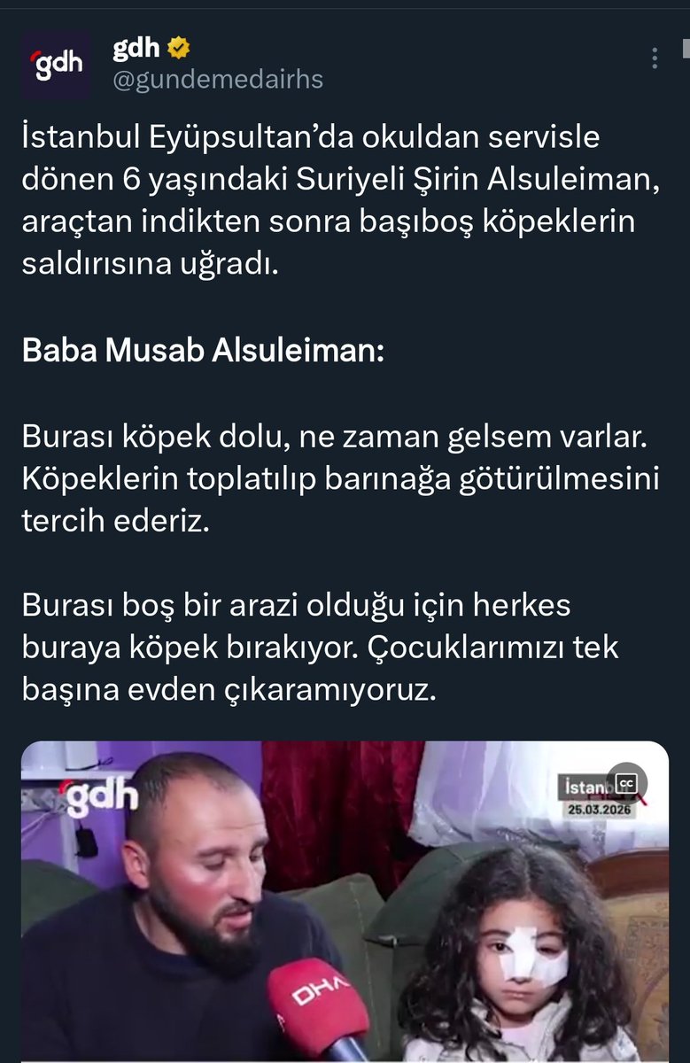 Çay kahve içip dağılıyorlar. Bugün Eyüp'te 6 yaşında bir çocuk ısırıldı. Babası yetişmese köpekler parçalayacaktı.

Belediyelere yaptırım uygulayacağız dediniz hani neden uygulamıyorsunuz? Sizin bu millete verdiğiniz değer bu mı? <a href="/gul_davut/">Davut GÜL</a> <a href="/TC_icisleri/">T.C. İçişleri Bakanlığı</a> <a href="/tcbestepe/">T.C. Cumhurbaşkanlığı</a>