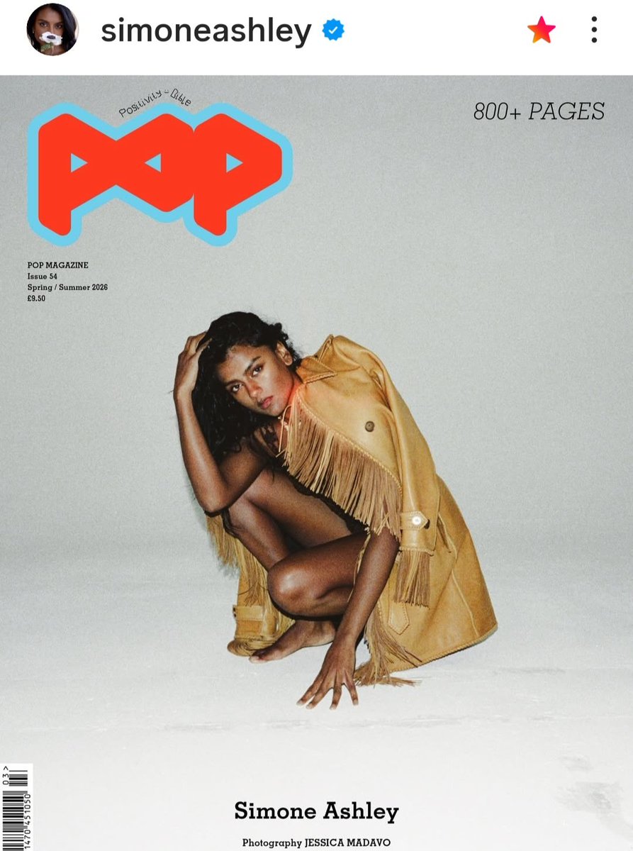 Simone posted on IG and IG stories 💎✨️💎 Simone on the cover of POP Magazine (Spring/Summer 2026 issue) ✨️💎✨️