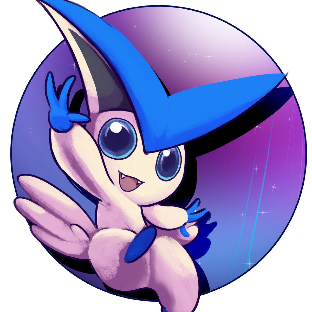 BeegStupid's tweet photo. @rojen_art Could I get my goat victini but blue similar to this :) (I love the art style btw) https://t.co/Rzy2i2Humn