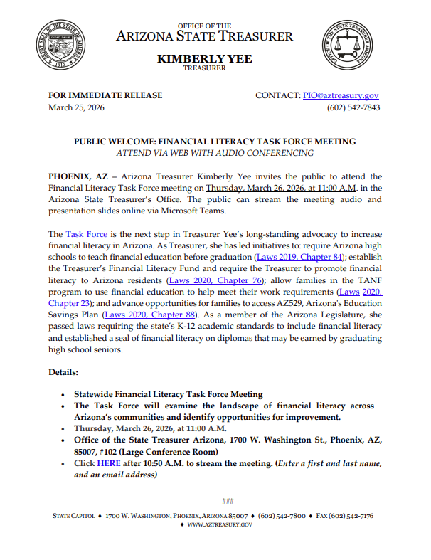 Office of the Arizona State Treasurer tweet media