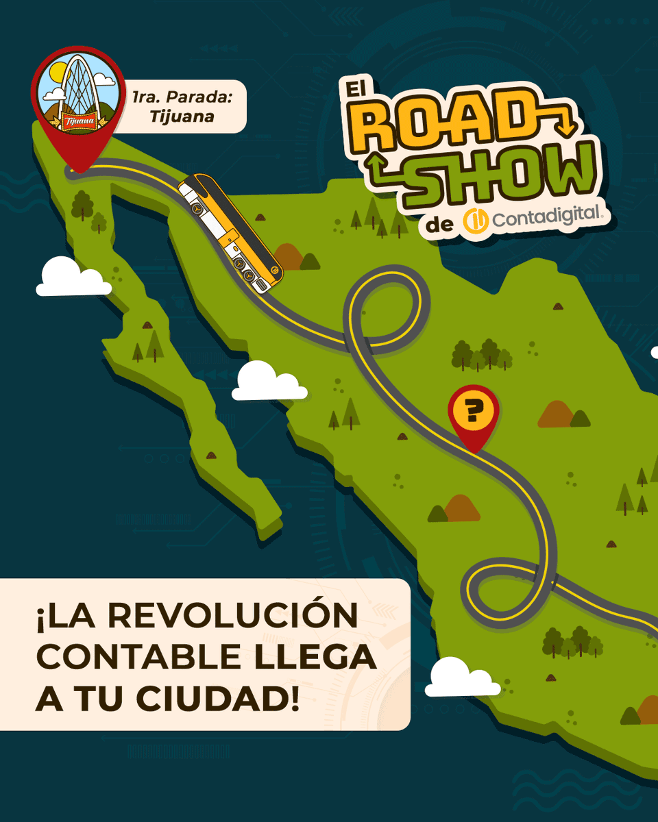 ContabilidadDig's tweet photo. Llegamos a tu ciudad para transformar tu despacho o empresa en el ROAD SHOW de #Contadigital 🚌

¡Conócenos en #TIJUANA! 
📅 Sábado 23 de mayo
🏢 Hotel Fairfield by Marriot Tijuana
🎟️ Entrada gratuita | CUPO LIMITADO
📱 Informes y registro al 815 350 9525 (WhatsApp) https://t.co/NL58tUo0n5