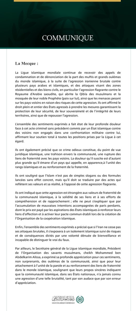 Ligue islamique mondiale tweet media