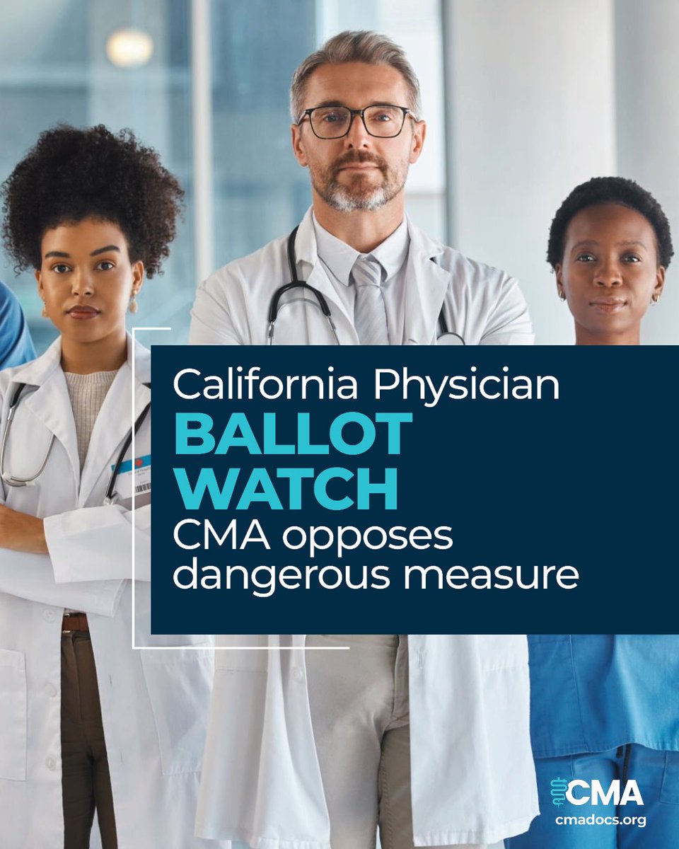 CMAdocs's tweet photo. CMA strongly opposes a proposed statewide ballot initiative that would strip billions of dollars from vital health centers and clinics, inevitably leading to widespread clinic closures and jeopardizing care for millions of vulnerable Californians. https://t.co/SNNYnqaeGS https://t.co/C7tDIMKMqS