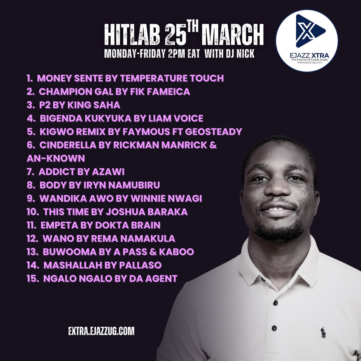 djnicknicholas's tweet photo. Here’s today’s #TheHitLab playlist all the songs that aired on the show! 🎶🔥
Catch the show Monday to Friday, 2PM–3PM.
Listen here: https://t.co/wMTjzHoIRG https://t.co/565EQiAn82