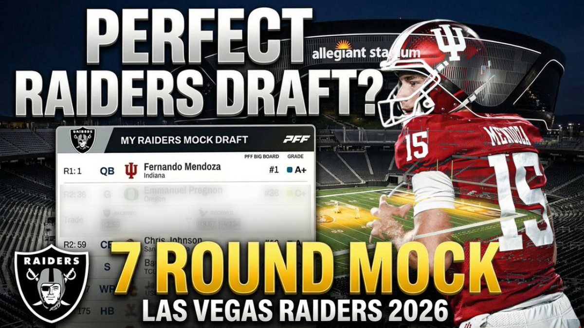 cpgmNFLDraft's tweet photo. 🚨Las Vegas Raiders 7 Round Mock Draft 2026 | MENDOZA to the Rescue! Link in thread!! #CPGM #MockDraft #Raiders https://t.co/yF5lZTrW2g