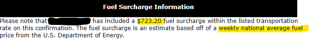 Know your costs &amp; what to look for. This is the industry norm for the fuel surcharge. When quoting lanes &amp; rfp's this is included in the case of an economic shift. Yes, it is obtained in the spot market too. This week your surcharge s/b .68