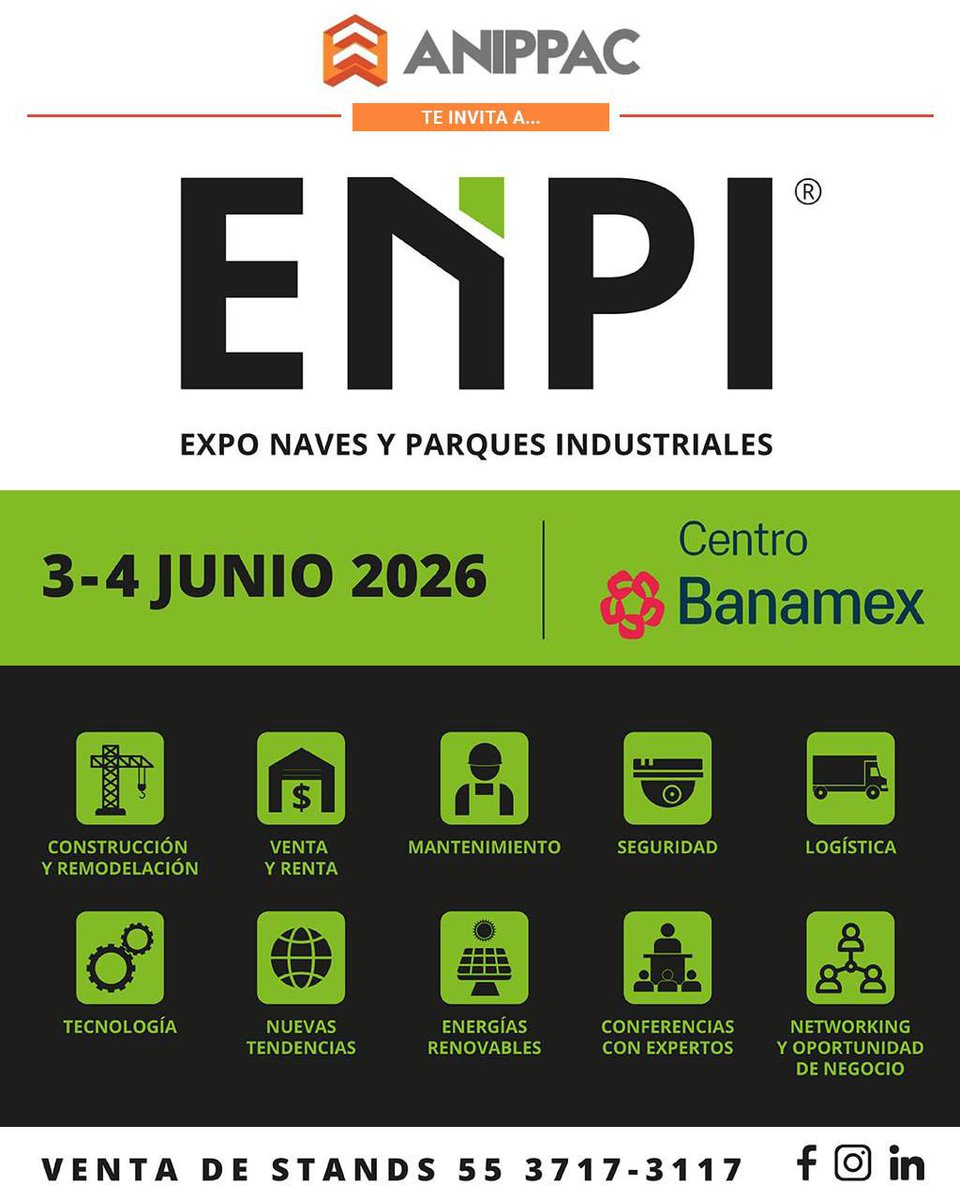 anippac's tweet photo. 📷 ¡ANIPPAC te invita a ENPI 2026!

📷 ¡No te quedes fuera!
https://t.co/Ht0coALuR2

#ENPI2026 #ANIPPAC #ExpoIndustrial #ParquesIndustriales #NavesIndustriales

¡Acompáñanos! https://t.co/uv8e9Zqi12