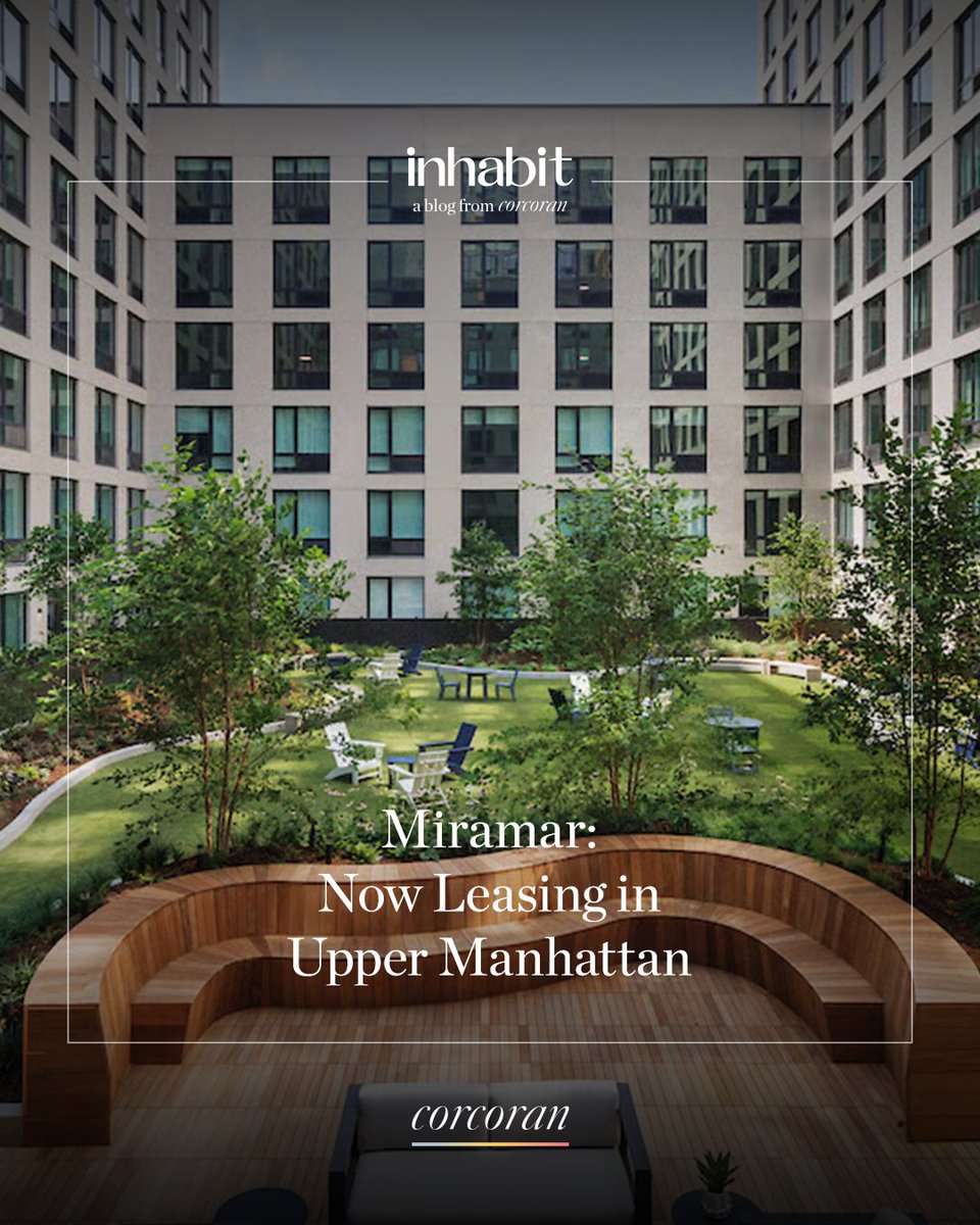 corcorangroup's tweet image. #Miramar brings nearly 700 #apartments to the #HarlemRiver #waterfront: #sculptural #design, #soundproof #musicstudio, and an actual #communitytheater. 🎭🏙️ Also enjoy three hidden #garden courtyards and a #rooftopdeck with #riverviews. 🍃 More: inhabit.corcoran.com/miramar-now-le… 👈