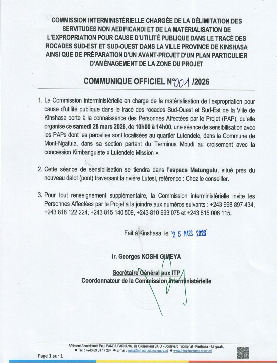 Agence Congolaise des Grands Travaux (ACGT) tweet media