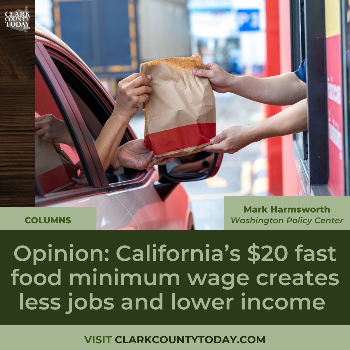 NewsFromCCT's tweet image. McDonald’s in California cut hours by 11.5% after the $20 fast food wage, losing 62 full-time jobs in one business alone, according to a UC Santa Cruz study cited by Mark Harmsworth. clarkcountytoday.com/opinion/opinio… #opinion #minimumwage
