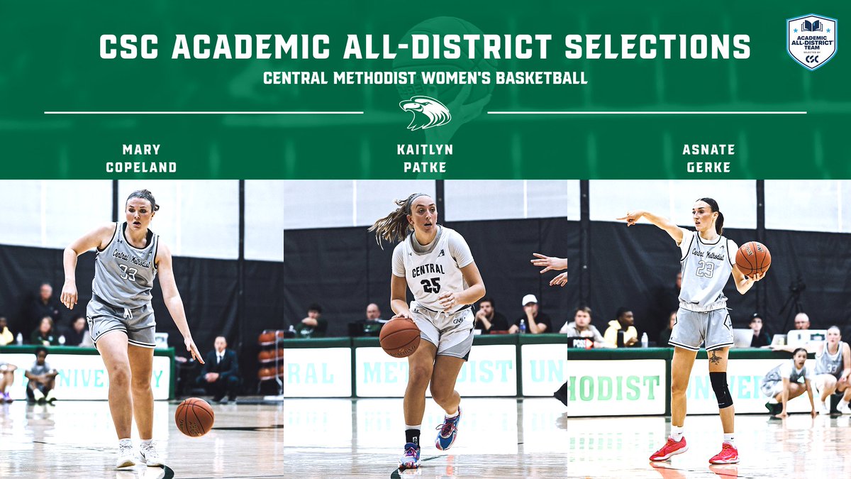 cmueagles's tweet photo. W🏀, CMU Women's Basketball had three Eagles earn Academic All-District honors from College Sports Communicators.

The three Eagles to earn the distinction were Mary Copeland, Kaitlyn Patke, and Asnate Gerke.

Congratulations ladies!

#TakeFlight🦅

🔗: https://t.co/V4VcNcKeI2 https://t.co/QSY37bbpvf