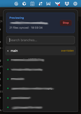 How I solve working with Worktrees in <a href="/conductor_build/">Conductor</a>:

Custom navbar app that syncs diffing files automatically to my main branch, allowing me to just have a single long-running application instance.

Is this a solved problem?