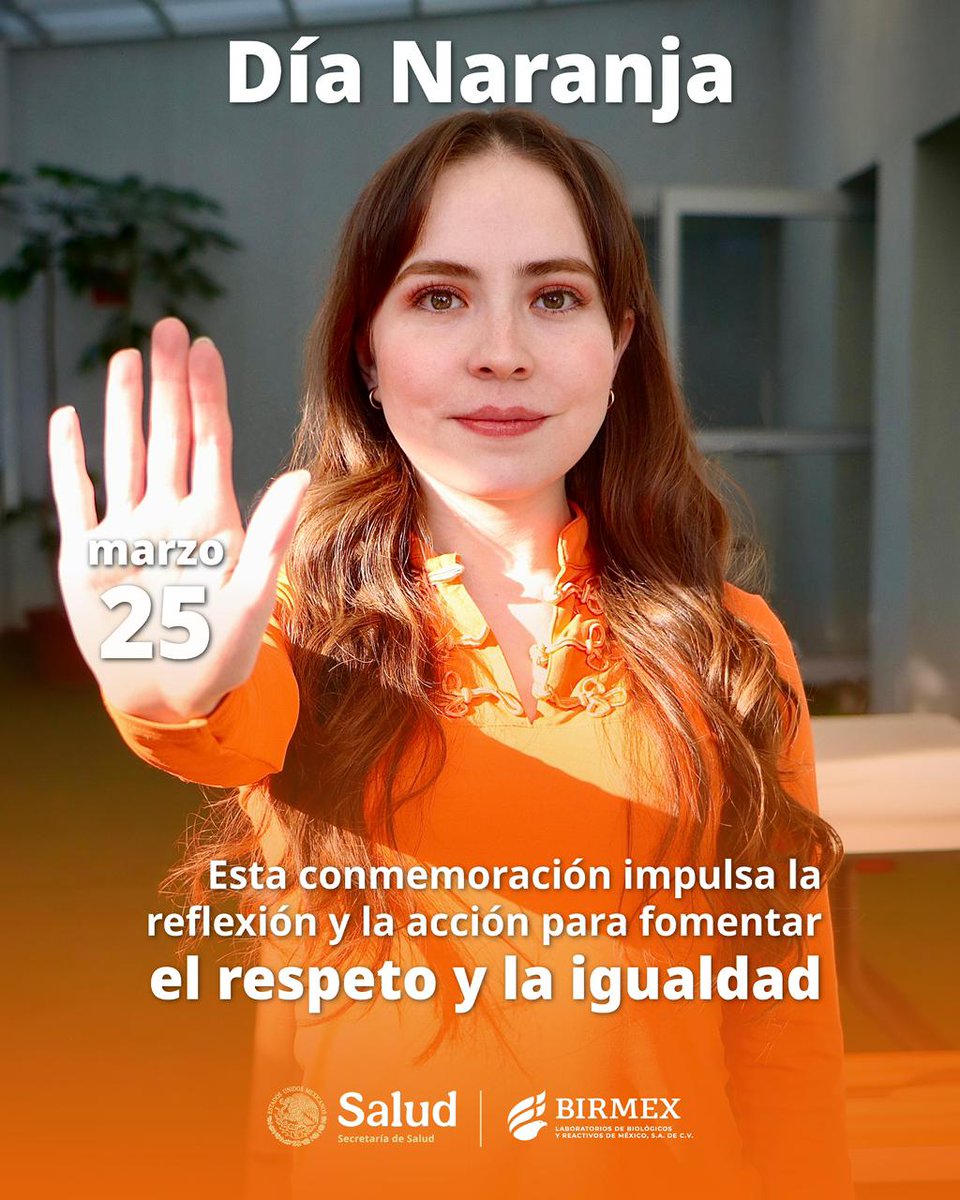 Birmex's tweet image. #DíaNaranja 🧡

Trabajamos con el @GobiernoMX y @mujeresgobmx en la construcción de un México donde mujeres y niñas vivan seguras y libres de violencia.

Retomamos el llamado de la presidenta @Claudiashein de nombrar #ConA todas las profesiones.

#SerLoQueQueramos
#Birmex
