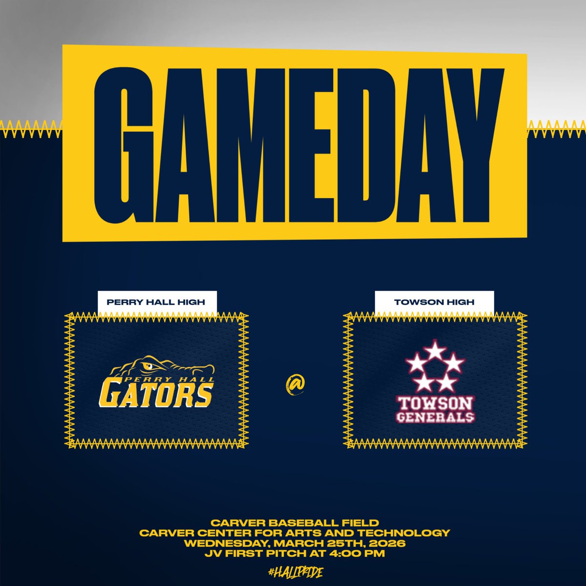 perryhallath's tweet image. Follow the JV baseball team on the road today against Towson at Carver Center!  First pitch is at 4:00 PM!  #hallpride