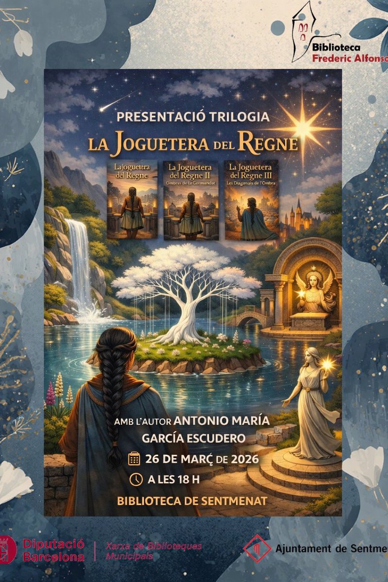 ➡️Demà dijous🕕a les 18h el nostre conciutadà Antonio María García Escudero presentarà a la #Biblioteca de #Sentmenat la seva trilogia "La joguetera del regne" .
Us hi esperem!!

#BibliotecadeSentmenat #bibliotequesxbm
