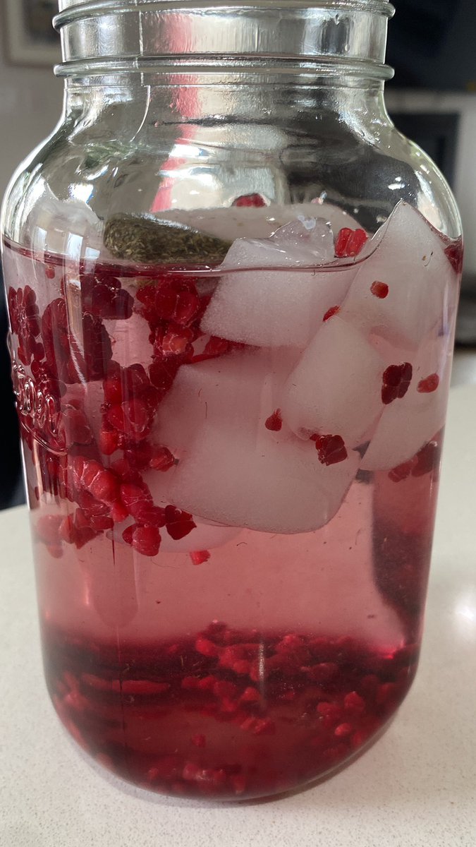 0cal berry pomegranate water flavouring , a peppermint teabag and frozen raspberries !!! 🫧