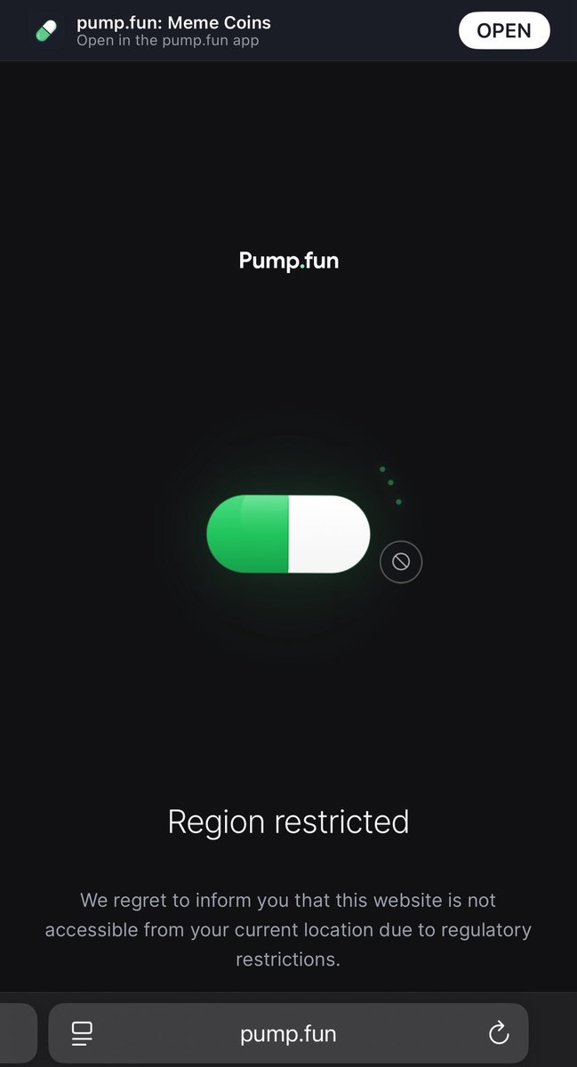 🚨 PUMP.FUN BLOCKED IN THE US 🚨 

Are memes dead??