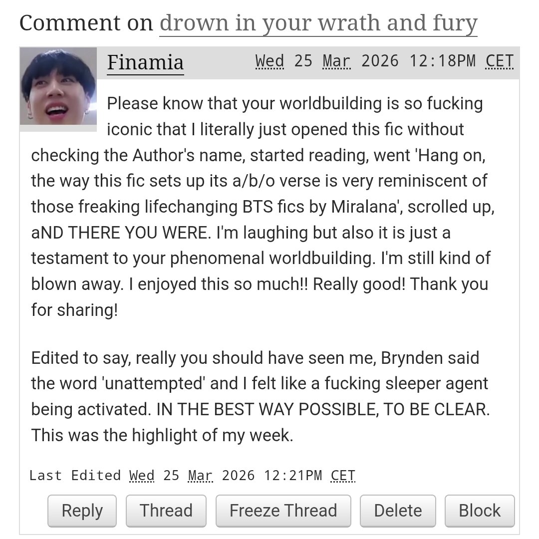 this might be the best comment i've received in a while 🥺 i do truly only write one thing