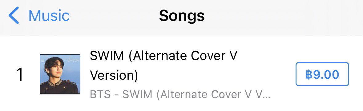 SWIM (Alternate Cover V Version) ขึ้นอันดับ 1 บน iTunes Thailand Songs Chart แล้ว ขอบคุณทุกคนเลยค้าบบ 🫶🏻💜

 🔗 bts.lnk.to/singleproducts
ยังซื้อยันยอดเข้า BB กันต่อได้น้าา 
KEEP SWIMMING~ ✌🏻