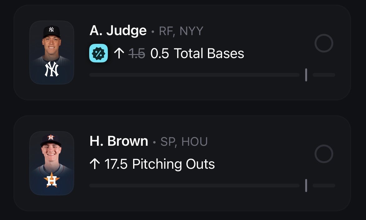 Judge Discount Slip

Aaron Judge over 0.5 TB
Hunter Brown over 17.5 PO

Link to Tail: l.betr.app/e/sCCc5KAM

#Betr | #Gambling𝕏 | #MLB