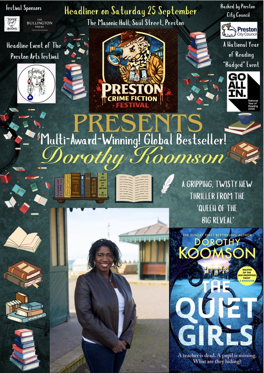 christienewport's tweet photo. 1st MAJOR ANNOUNCEMENTS: The inaugural #prestoncrimefictionfestival https://t.co/GUagoQKU4b
https://t.co/pVX4GMFw70 @DorothyKoomson @headlinepg @ed_pr @leponline @ebbandflobooks @JoffeBooks @NorthbankTalent @bullingtonpress #pcff26 @Stormbooks_co https://t.co/FKlUPsRGM4