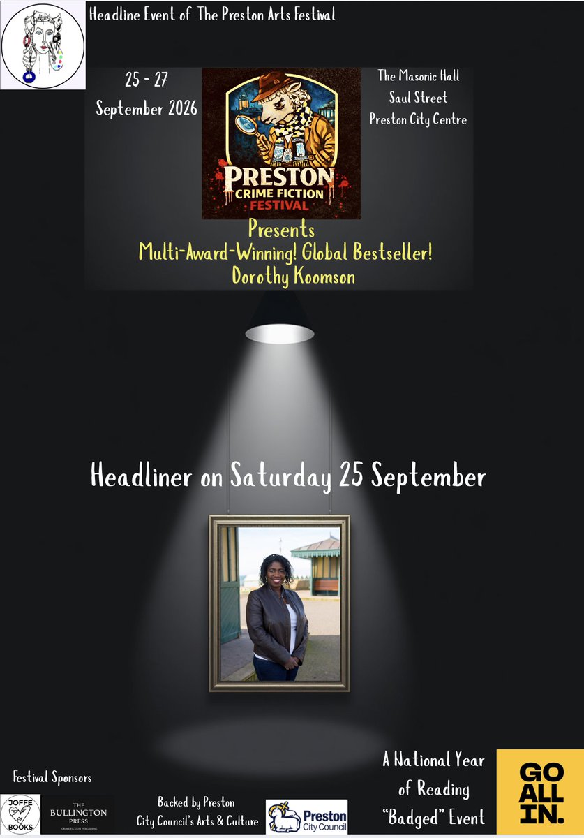 christienewport's tweet photo. 1st MAJOR ANNOUNCEMENTS: The inaugural #prestoncrimefictionfestival https://t.co/GUagoQKU4b
https://t.co/pVX4GMFw70 @DorothyKoomson @headlinepg @ed_pr @leponline @ebbandflobooks @JoffeBooks @NorthbankTalent @bullingtonpress #pcff26 @Stormbooks_co https://t.co/FKlUPsRGM4
