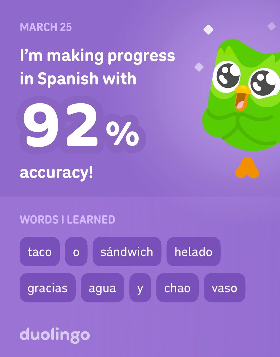 skyllertyler's tweet photo. I’m learning Spanish on Duolingo! It’s free, fun, and effective. https://t.co/OLAGzwX6B6
