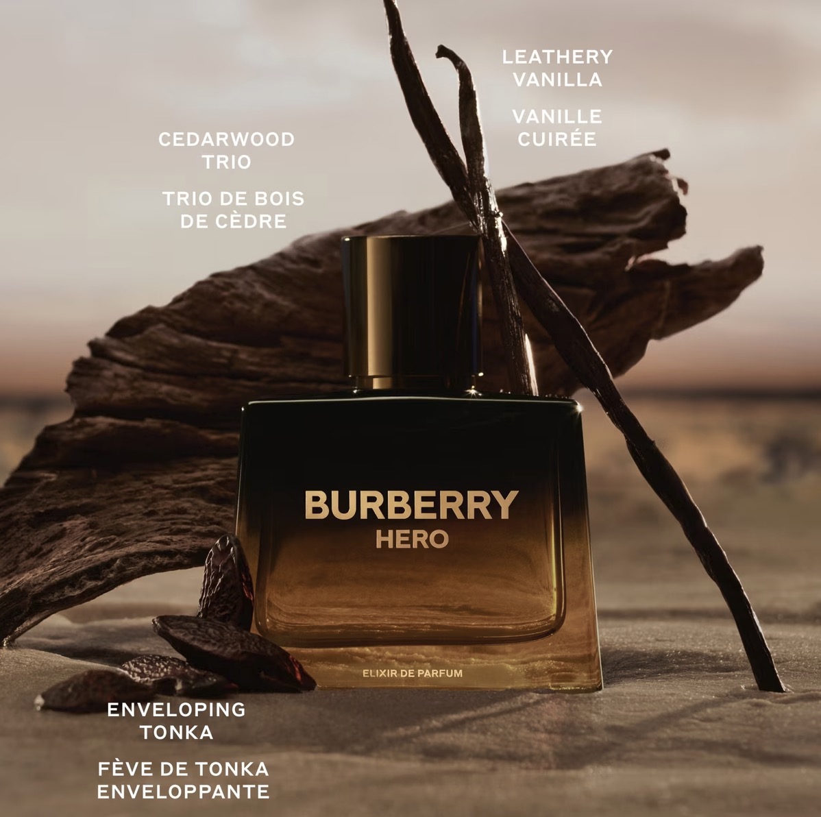 Burberry has just launched a new Hero fragrance for him called Hero Elixir de Parfum. It's a very long-lasting woody-leather scent that layers vanilla, tonka bean, a trio of cedarwood &amp; robust leather. Nicely done.