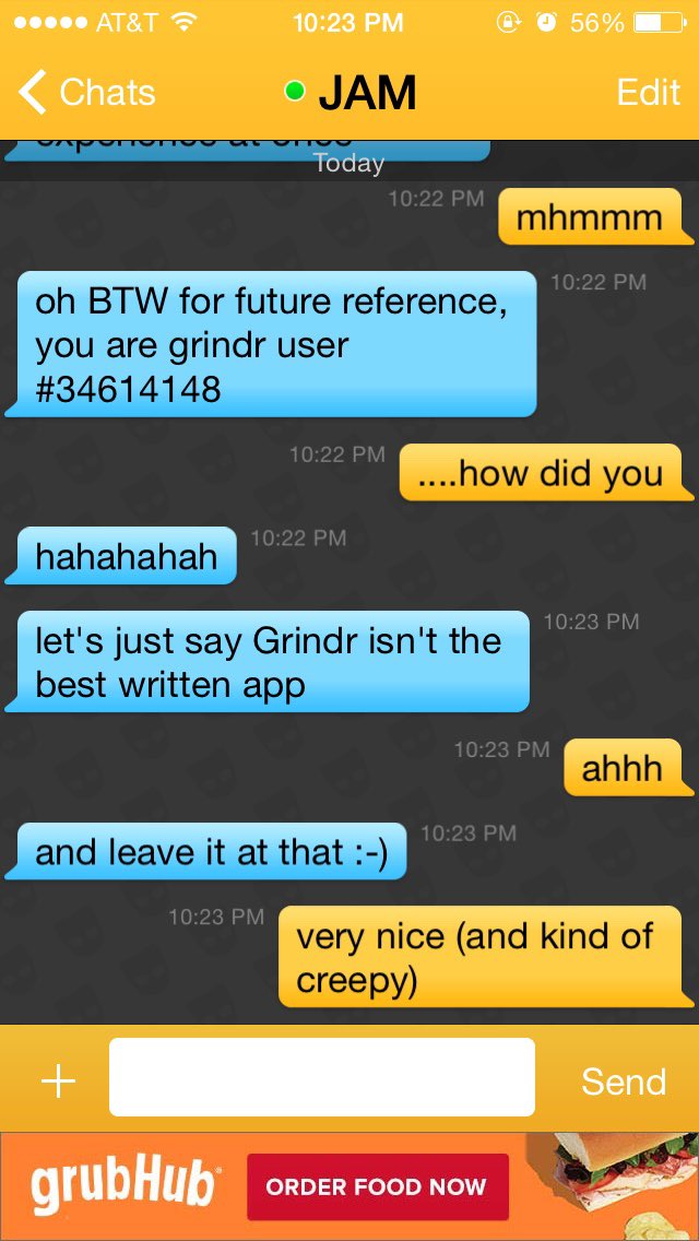 DaDaDaShire's tweet photo. @Grindr that time a guy told me what # grindr user i was unprompted https://t.co/8MipNicVxM