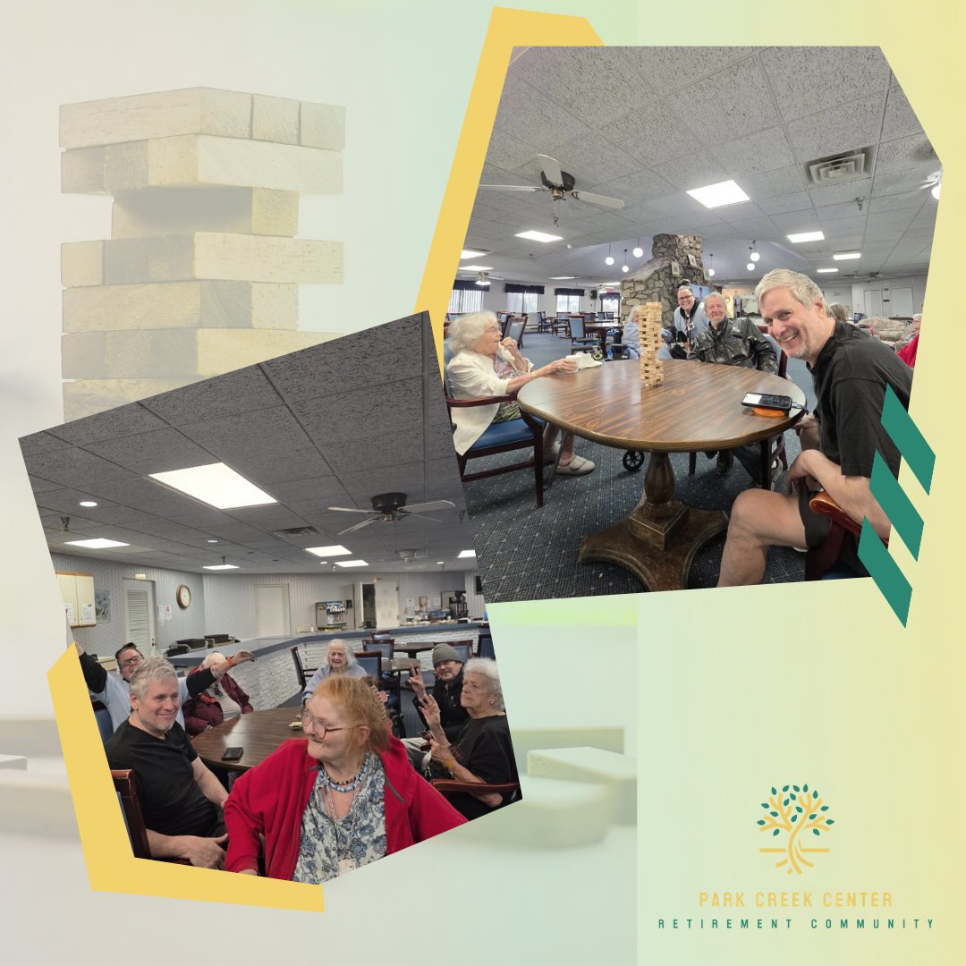 ParkCreekCenter's tweet image. A fun evening, a little friendly competition, and lots of laughter—nothing brings people together like a good game of Jenga 🧱✨ Moments like these make Park Creek feel even more like home.

#ParkCreekLiving #SeniorLivingCommunity #GameNightFun #JengaTime #CommunityJoy