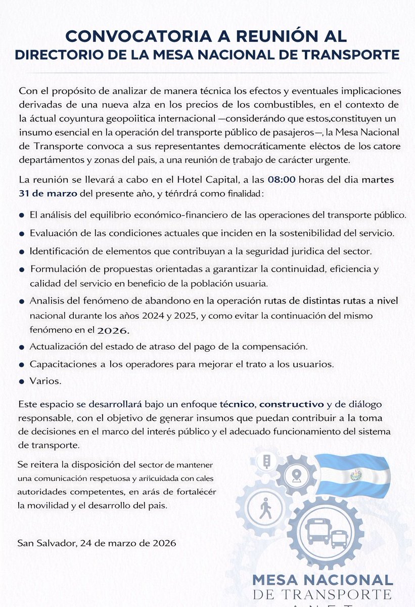 Mesa Nacional De Transporte tweet media