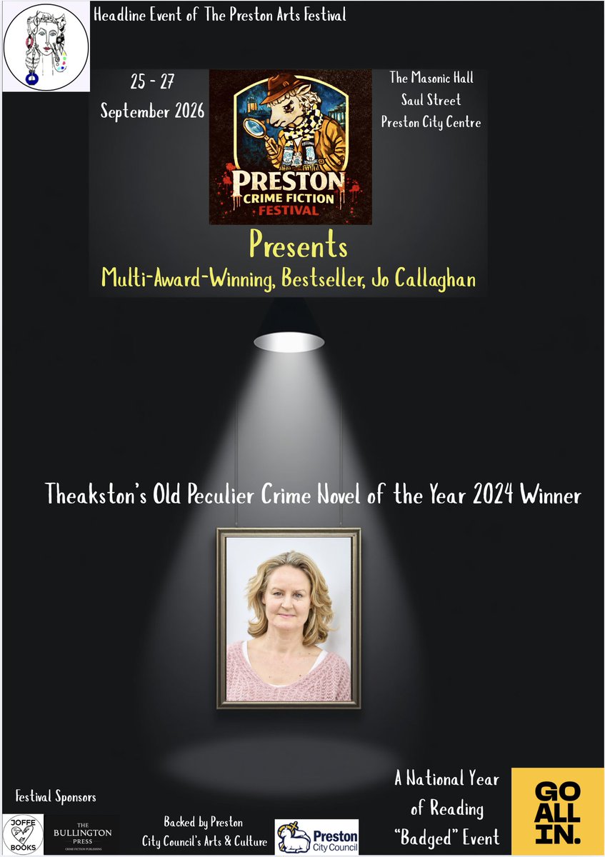 christienewport's tweet photo. 1st Major Announcements: The inaugural #prestoncrimefictionfestival #pcff26 https://t.co/GUagoQKU4b
https://t.co/0Ee8zEQa4c @JoCallaghanKat @simonschusterUK @susanW1F @CWAgencyUK @bullingtonpress @prestoncouncil @PrestonMasonic @JoffeBooks @Stormbooks_co @NorthbankTalent https://t.co/hlQFOAEo0J
