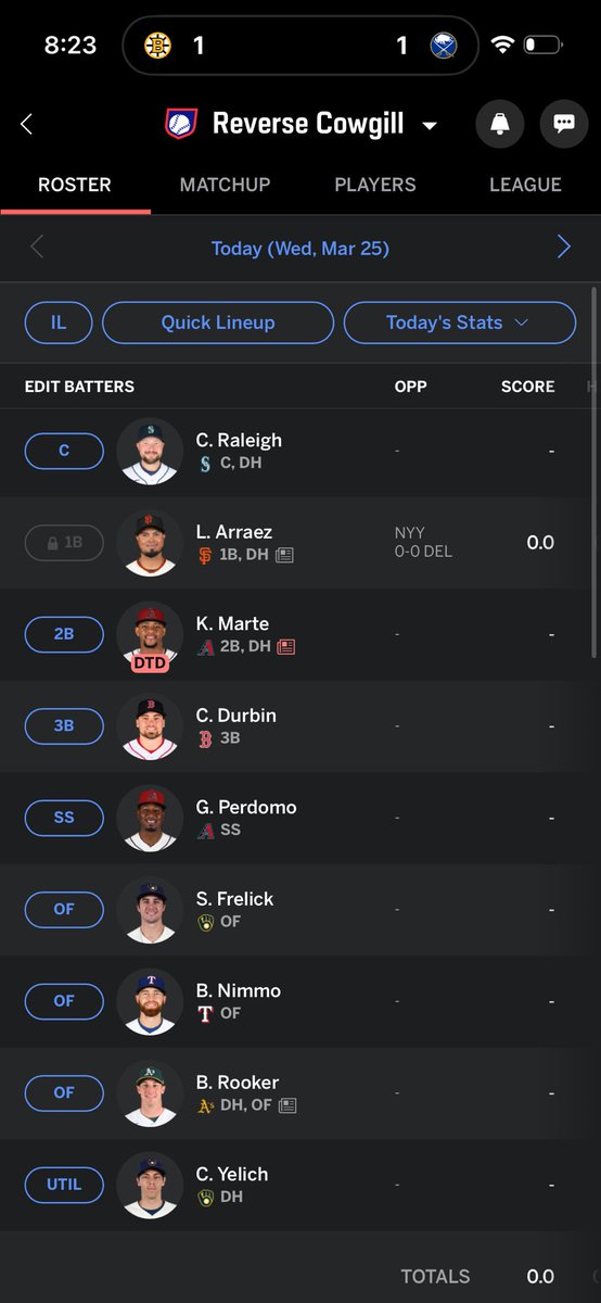 anthony_snyder5's tweet photo. @James_Schiano Pick 10 in a 12 man snake. Also have Fairbanks, Senga, and Wacha on the bench. https://t.co/WNoZI9caaj