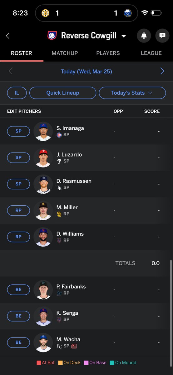 anthony_snyder5's tweet photo. @James_Schiano Pick 10 in a 12 man snake. Also have Fairbanks, Senga, and Wacha on the bench. https://t.co/WNoZI9caaj