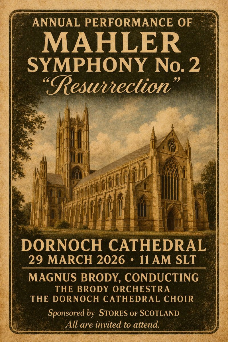 WindsorArabella's tweet photo. This Palm Sunday, join us for this special annual treat, the performance of Mahler Symphony 2 at Dornoch Cathedral in the Highlands of Scotland in Second Life beginning at 11AM SLT (2PM EDST, 7PM British) with @magnusbrody and many others! SLURL: https://t.co/tAsoAngkhB https://t.co/cYPXD5GTYP