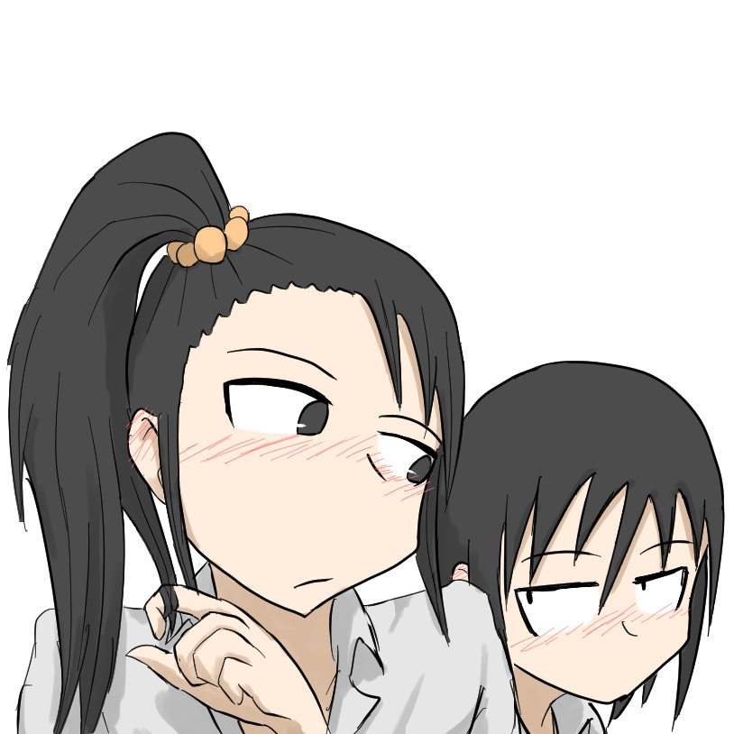 白黒漫画のコマを切り抜いてちょっと色を着けたもの

女友達は色んな表情を見せるが男子は変わらんな
にっこり笑う状況を私が提供していないからだが