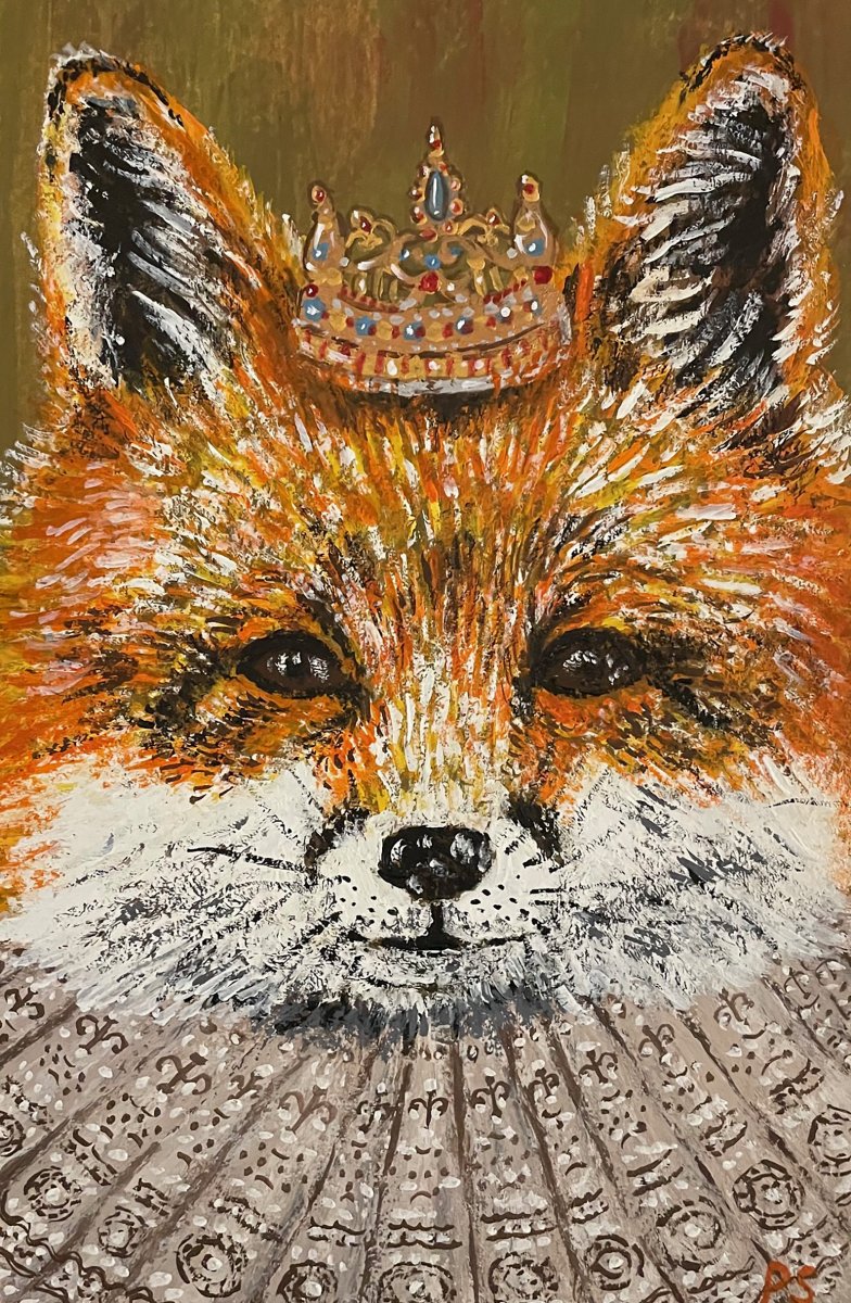 artystorms64098's tweet photo. I have a funny habit of making foxes royal. King Fox! I'd sure love to paint some book covers. Hire me! #Fox #KingFox #RoyalFox #Royalty https://t.co/j84zES9EN8