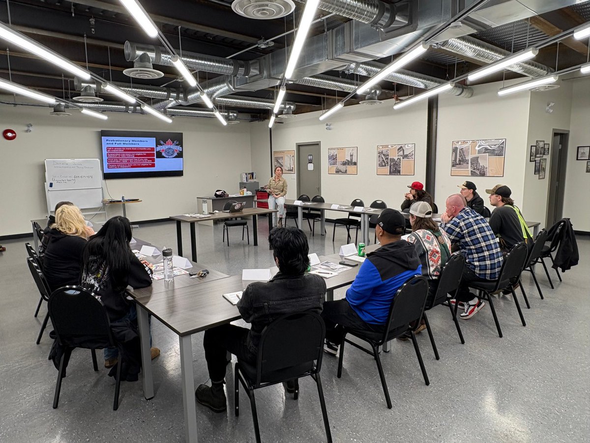 We had a great time working with our 10-week Ironworker Generalist group. The program is designed for folks who have previous ironworking experience and want to get serious about an Ironworking career.

Here they are in our new classroom facility at our union hall in Maple Ridge!