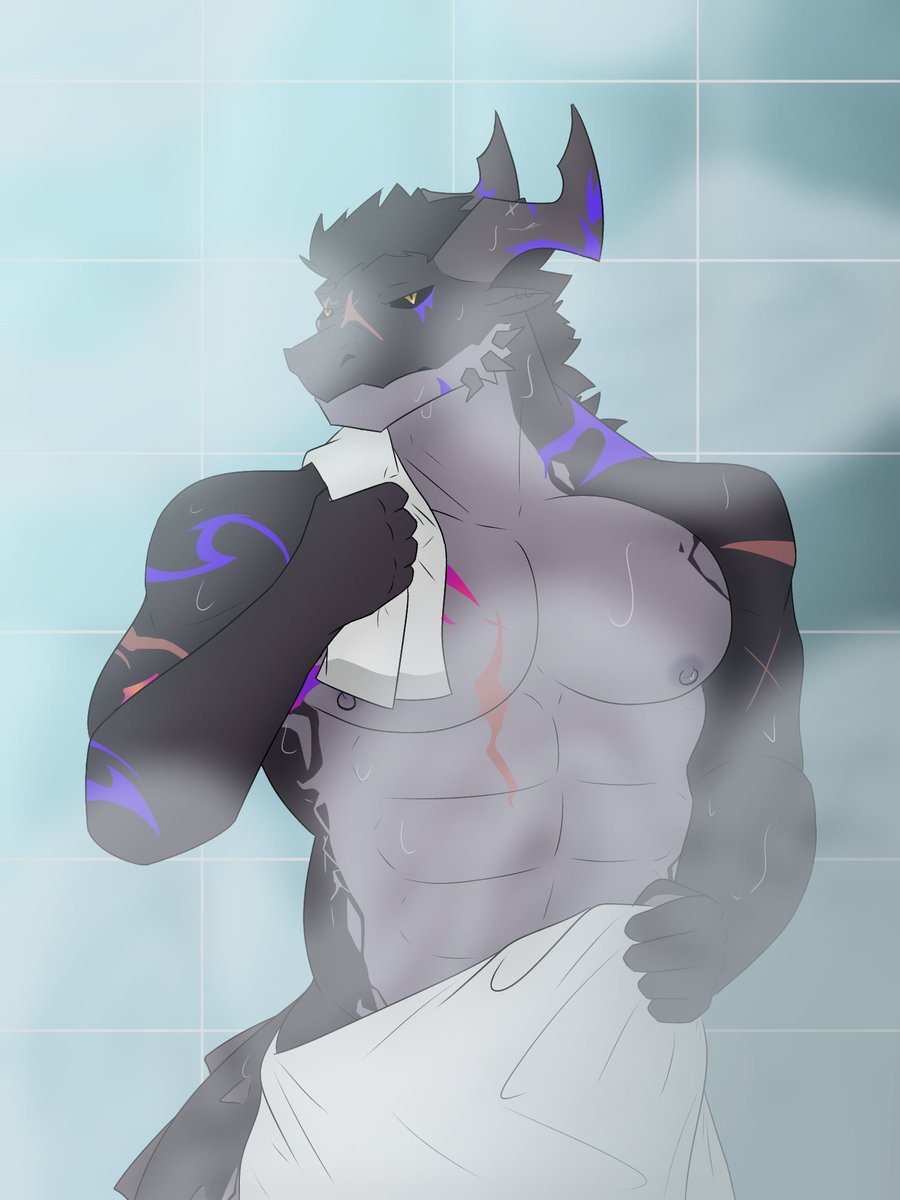 a hot shower❤️‍🔥🔥💦  <a href="/Darxgon_art/">Draxmor_</a> 

#furry #bara #drawing #art #fanart